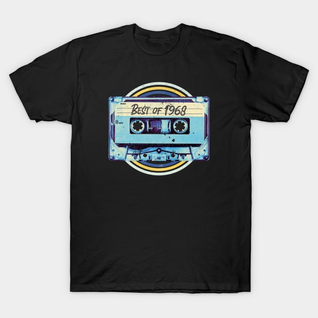 Retro Best of 1968 Mixtape Audio Cassette Tape // Funny Vintage 1968 Birthday T-Shirt by Now Boarding